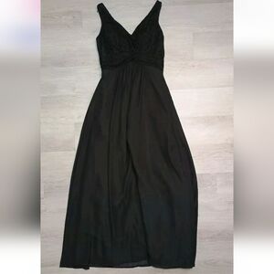 Christina Wu Collection Black Lace V Neck Fitted Formal Wedding Long Dress Sz 8